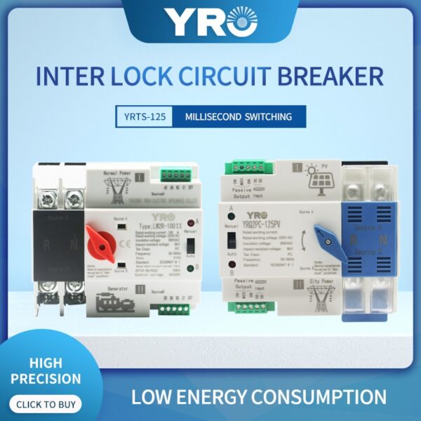 Din Rail 2P Mini ATS Dual Power Automatic Transfer Switch Electrical Selector Switches Uninterrupted Power 100A