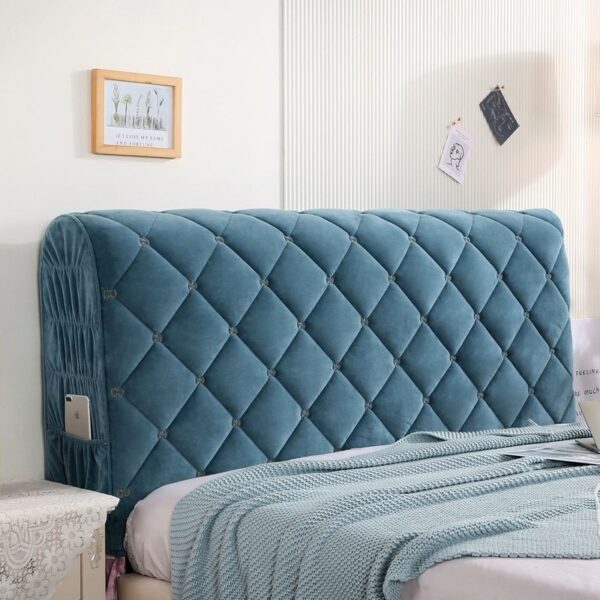 Fashion Luxury Embroidered Velvet Quilted Headboard Cover Solid Color Soft Fluffy Short Plush All-inclusive Bed Head Cover