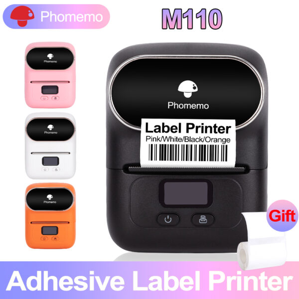 Phomemo M110 Mini Portable Thermal Label Printer Self-Adhesive Label Maker bluetooth Pocket Sticker Printer 53mm for School Home