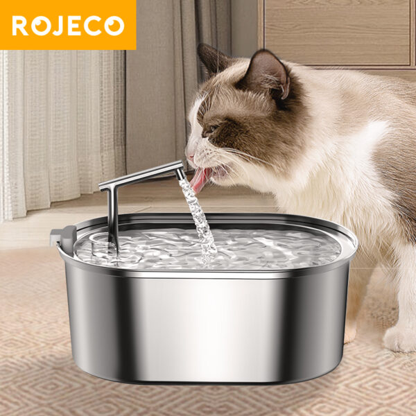 ROJECO 3.2L Stainless Steel Cat Water Fountain Automatic Pet Water Dispenser Accessories Auto Cat Drinking Fountain Dog Drinker